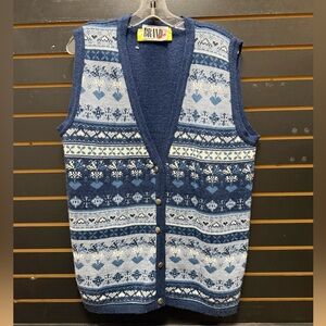 Vintage Brand New Blue Knit Sweater Vest | XL | Classic Pattern